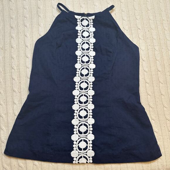 Lilly Pulitzer Navy Blue Top sz 6 - Picture 2 of 9